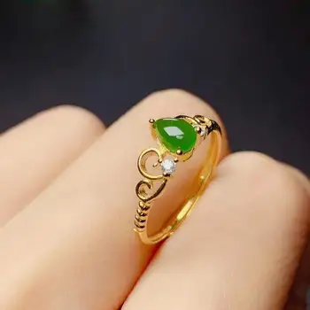 

Natural And Real Jade Ring Stone Rings Solid 925 Silver Gemstone Ring
