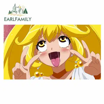 

EARLFAMILY 13cm x 7.3cm for Yellow Hair Ahegao Face Decal Anime Scratch-Proof Surfboard VAN Car Stickers Waterproof Decoration