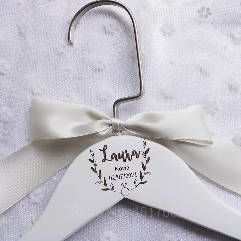 Perchas personalizadas para novia, colgador blanco para dama de