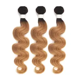 1B/27 бразильские объемная волна переплетение человеческих волос Связки kemy Hair Мёд блондинка 8-26 дюймовое плетение волос Non-Волосы remy
