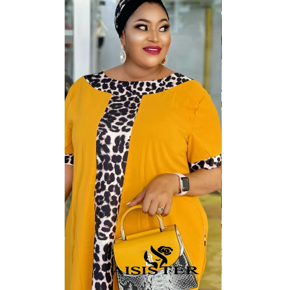 african fashion style African Kaftan Big Size Women's Dresses India Caftan Traditional Wear Leopard stitch Boubou Africa Femme Maxi Casual Outfit 2021 africa dress