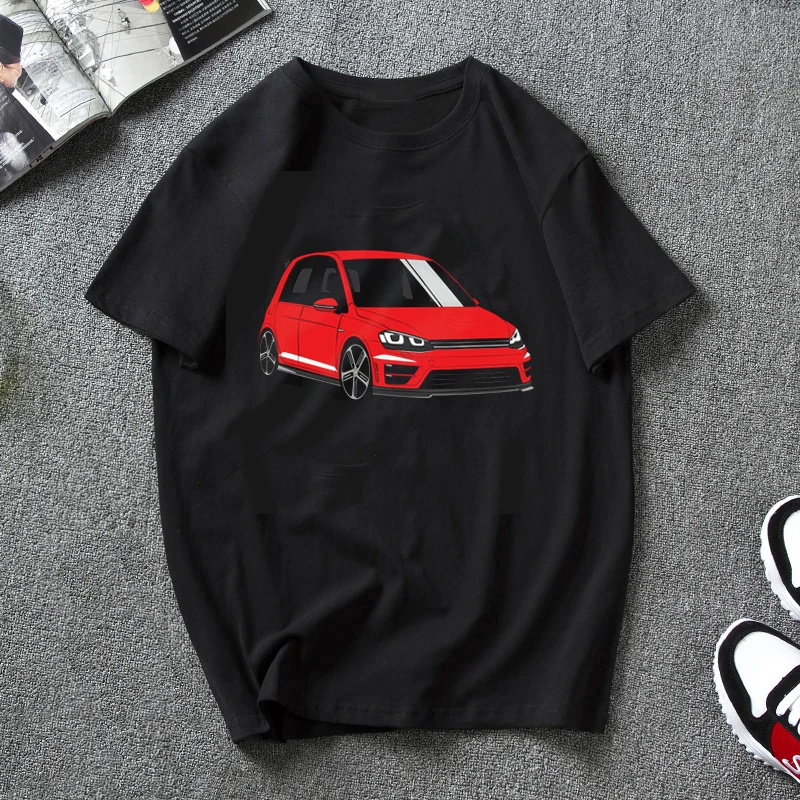 Футболка с принтом vw golf r mk7 женские и мужские топы коротким рукавом для девушек