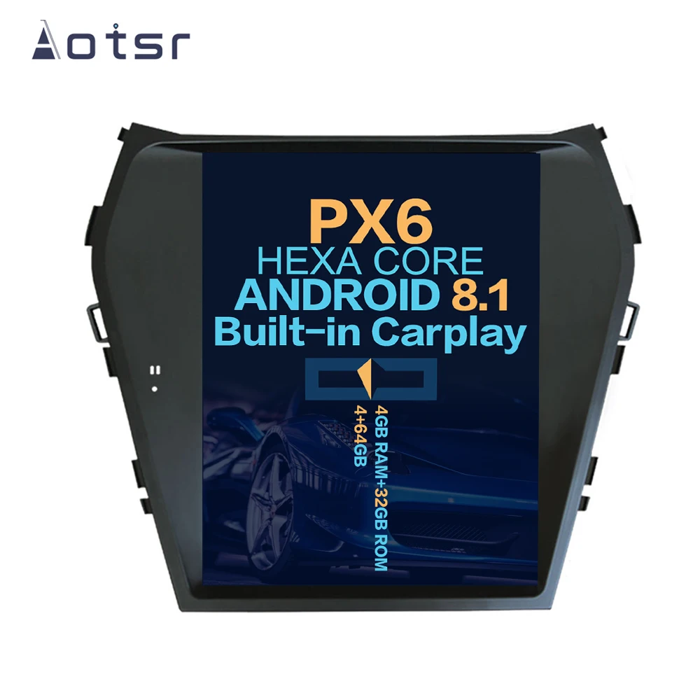 

Aotsr Tesla 10.4“ Vertical screen Android 8.1 Car DVD Multimedia player GPS Navigation For HYUNDAI IX45 Santa Fe 2013+ carplay