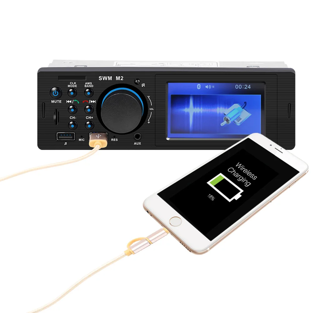 SWM M2 автомобильный стерео MP3-плеер FM Музыкальный радио MP3-плеер Стерео USB AUX двойной usb зарядка для iOS/Android головное устройство mp3-плеер