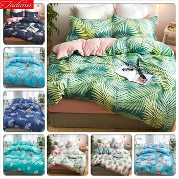 

Selva Green Plant Leaves Pattern Duvet Cover 3/ 4pcs Bedding Sets Adult Kids Child Bed Linens Single Full Double Queen King Size