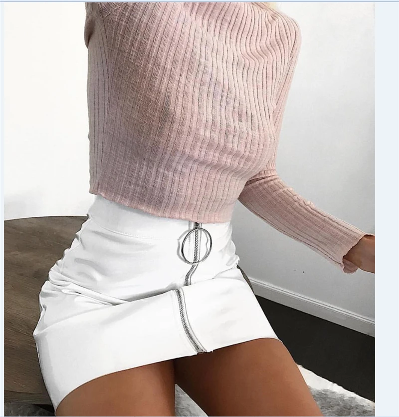 Новое поступление, летняя женская короткая юбка-карандаш с высокой талией, на молнии, из искусственной кожи