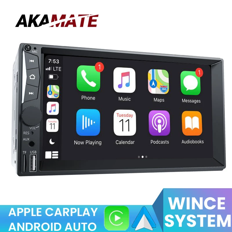 AKAMATE 2din Car Radio CA7052 Apple Carplay Radio  Android Auto Car Radio Bluetooth FM Car Radio For Universal 7'' Radio Player pioneer head unit