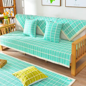 

New Living Room Sofa Cover Fabric Cotton Cushion Simple Modern Four Seasons Universal Non-slip Cotton Large Lattice Sofa Cover