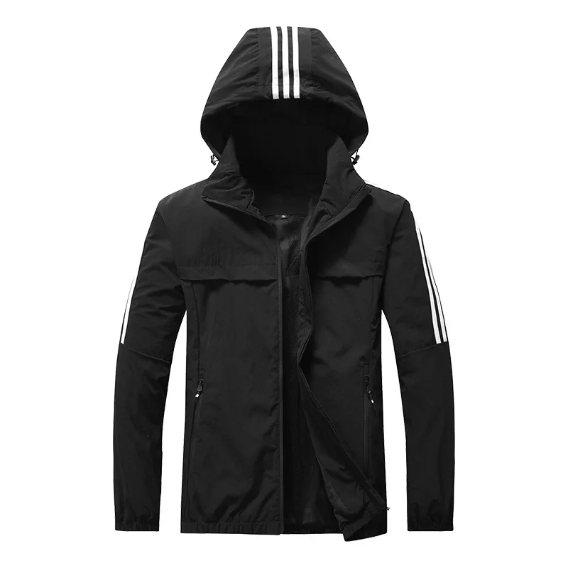 Мужская Новая осенне-Весенняя походная спортивная куртка с капюшоном, ветрозащитное горное пальто - Цвет: Black