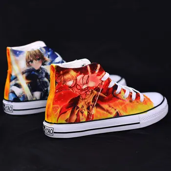 

Fate/stay night Cosplay graffiti shoes Cos Joan of Arc Anime High help canvas shoes fashion casual student shoes