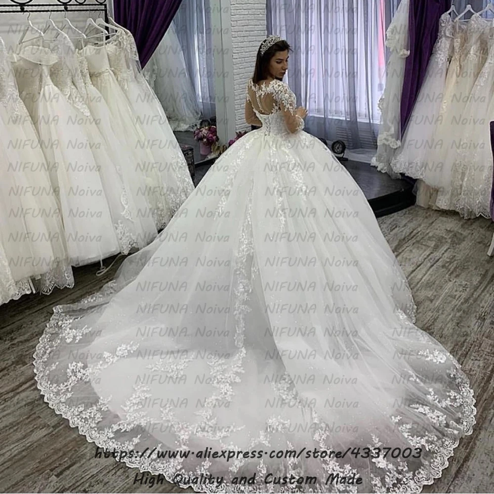 Robe Mariage винтажное накладное украшение для свадебного платья пикантное свадебное платье кружевное бальное платье с длинным рукавом свадебное платье es vestido de novias