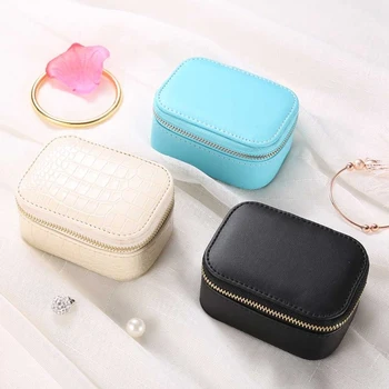 

Portable Storage Box Simple Desktop Storage Jewelry Box PU Leather Earrings Necklace BraceletTravel Case Jewellery Organizer