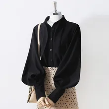 HOT Autumn Women blouses rabbit ears collar shirt long-sleeve Korean Retro Loose Lantern sleeve top blusas mujer de moda 2020