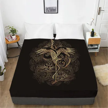 

3D Design Mattress Fitted Cover Fitted Sheet Bed Custom Design Bed Linens Sheets Bedsheet 100x203cm Black Glod Home Textile
