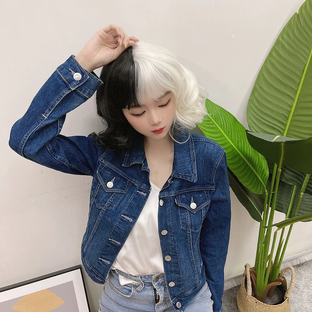 YIMIANJUQUAN Movie Cruella Wig Half Black And White Wigs For Costume Cosplay Women Girls Short Curly Hair Cute Party Halloween -Zentai shop online H590eb054670745318651be2ab4a0a2d7q.jpg