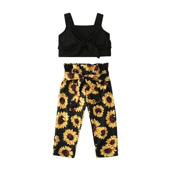 

Pudcoco Sunflowers Toddler Girl Clothes Infant Clothing Baby Sleeveless Crop Tank Top Print Pants Leggings Outfit Set 1-6Y