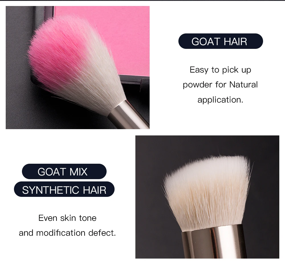 BEILI 1 pcs 100% Goat hair Highlighter Black Makeup Brushes Professional Natural Pony Eyeshadow Blush Eyebrow Make up Brushes