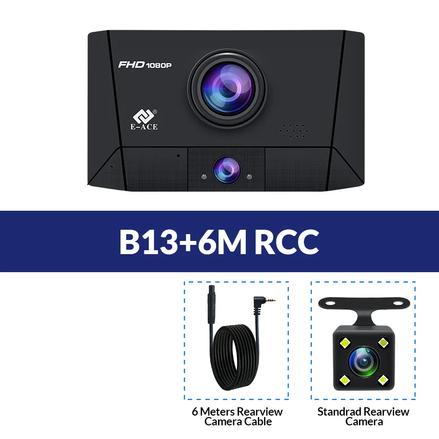 E-ACE B13 Автомобильный видеорегистратор 4,0 дюймов видеорегистратор 3 камеры s объектив регистратор FHD 1080P видео регистратор с камерой заднего вида видеорегистраторы видеорегистратор - Название цвета: B13-6M RCCC