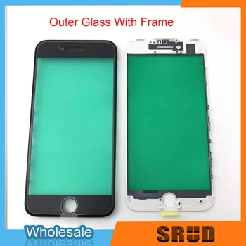

10Pcs LCD Touch Screen Outer Glass Replacement For-Iphone 6 6s 7 8 Plus 2 in 1 Outer Glass + Frame Bezel TouchScreen Repair Part