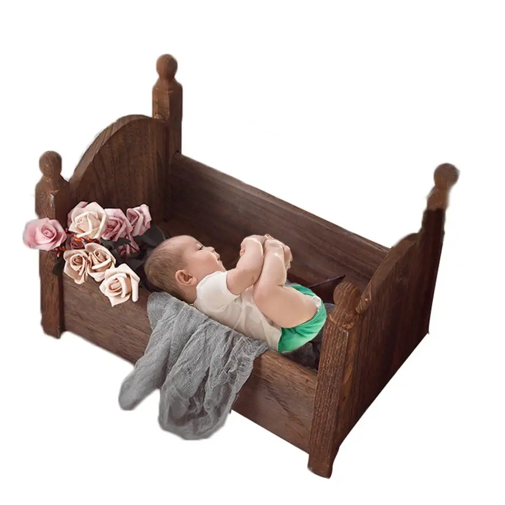 

Wood Bed Accessories Baby Photography Gift Studio Props Newborn Infant Basket Background Posing Photo Shoot Detachable Crib Sofa