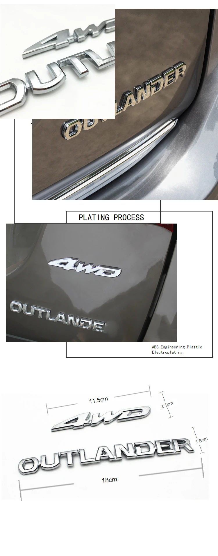 Для Mitsubishi Outlander багажника 3D буквенная эмблема значок символ подписать аппликацию внешний изменение 4WD письмо наклейки для четырехколесных транспортных средств