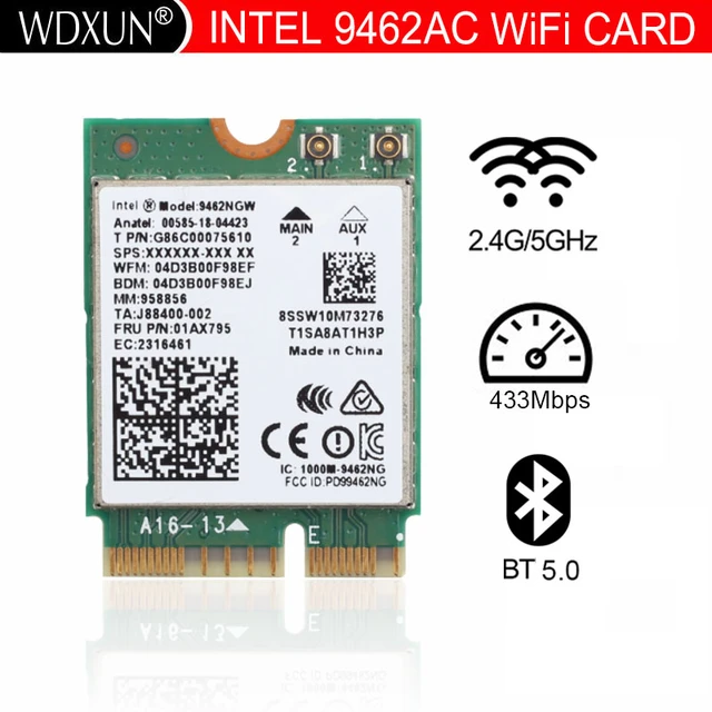 tilbehør Frisør boble Dual Band 433mbps Wireless Intel Ac 9462 9462ngw Ngff Key E 9462ac 8020.11ac  Bluetooth 5.0 Wifi Card Laptop For Windows 10 - Network Cards - AliExpress