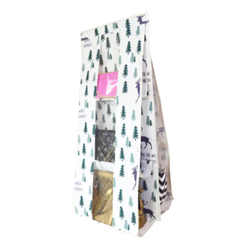 

New multi-functional fabric cotton and linen dustproof double bread bag Wardrobe hanging multi-layer perspective storage bag