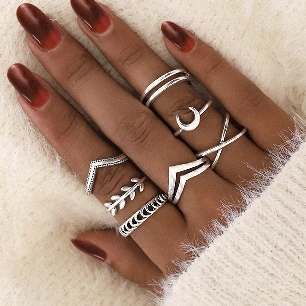 Женский винтажный набор колец в стиле бохо 7 шт./компл. с треугольным вырезом