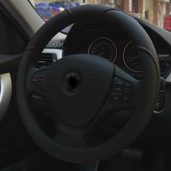 

38cm Car Steering Wheel Anti-slip Black Cover Microfiber Leather Breathable Case Durable And Practical To Use