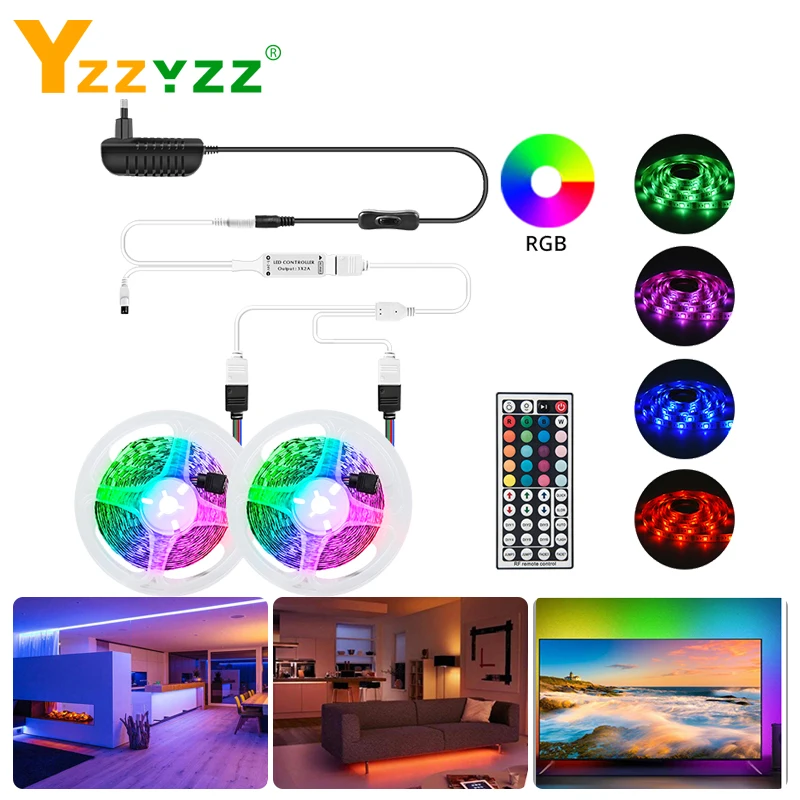 Светильник ная лента RGB 2835 SMD 5050 гибкая Светодиодная 5 м 10 15 Диодная DC 12 В + пульт