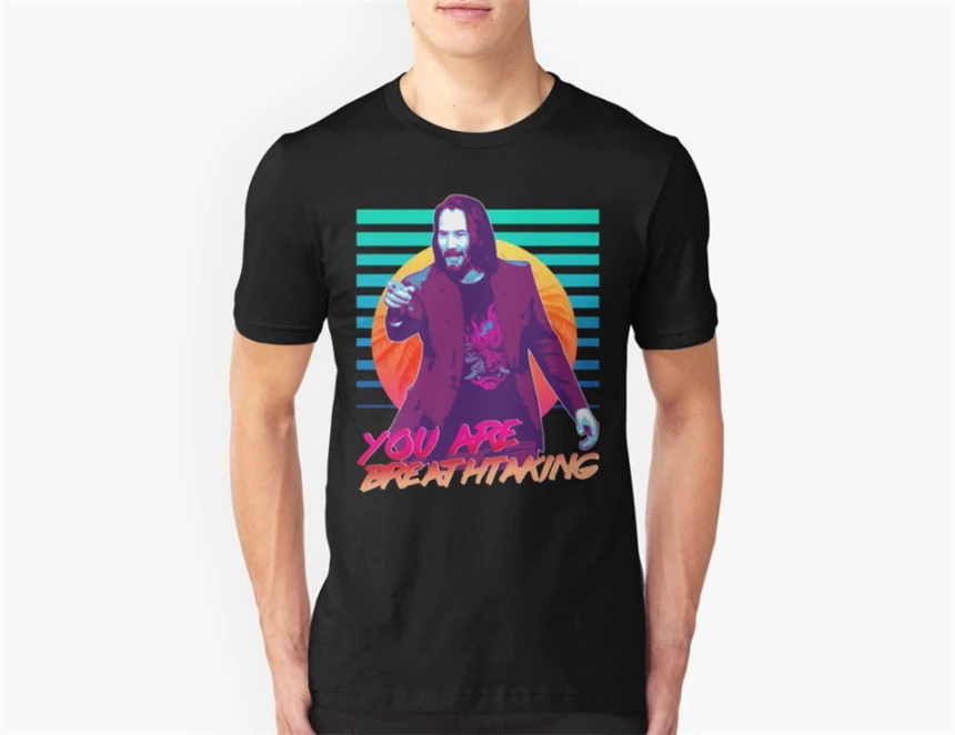 Keanu Reeves-вы захватываете! Классическая черная футболка подарок для мужчин и