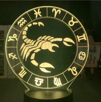 

Scorpio Night Light for Girls Office Room Decor Light Led Color Changing 3d Nightlight Gift Twelve Constellation Lamp Bedside