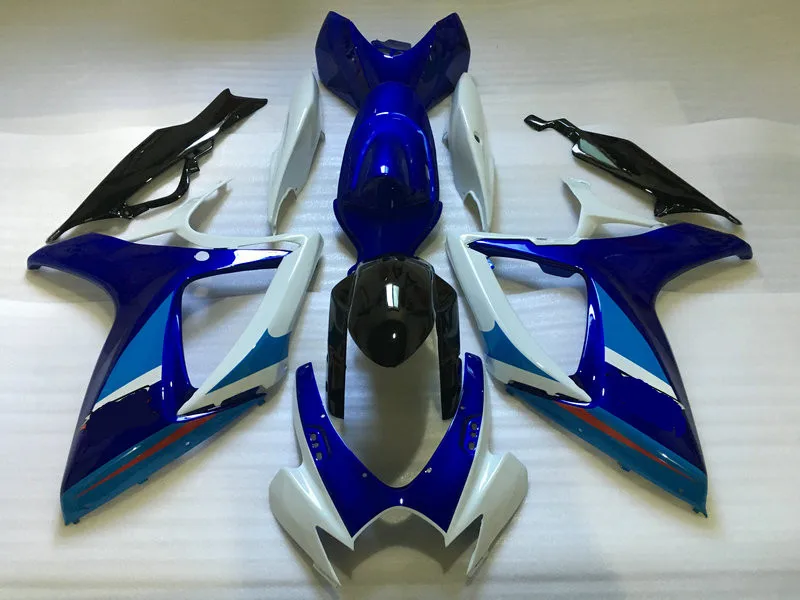 Комплект обтекателей для мотоцикла GSXR600 750 K6 06 07 GSXR 600 2006 2007 ABS белый синий комплект