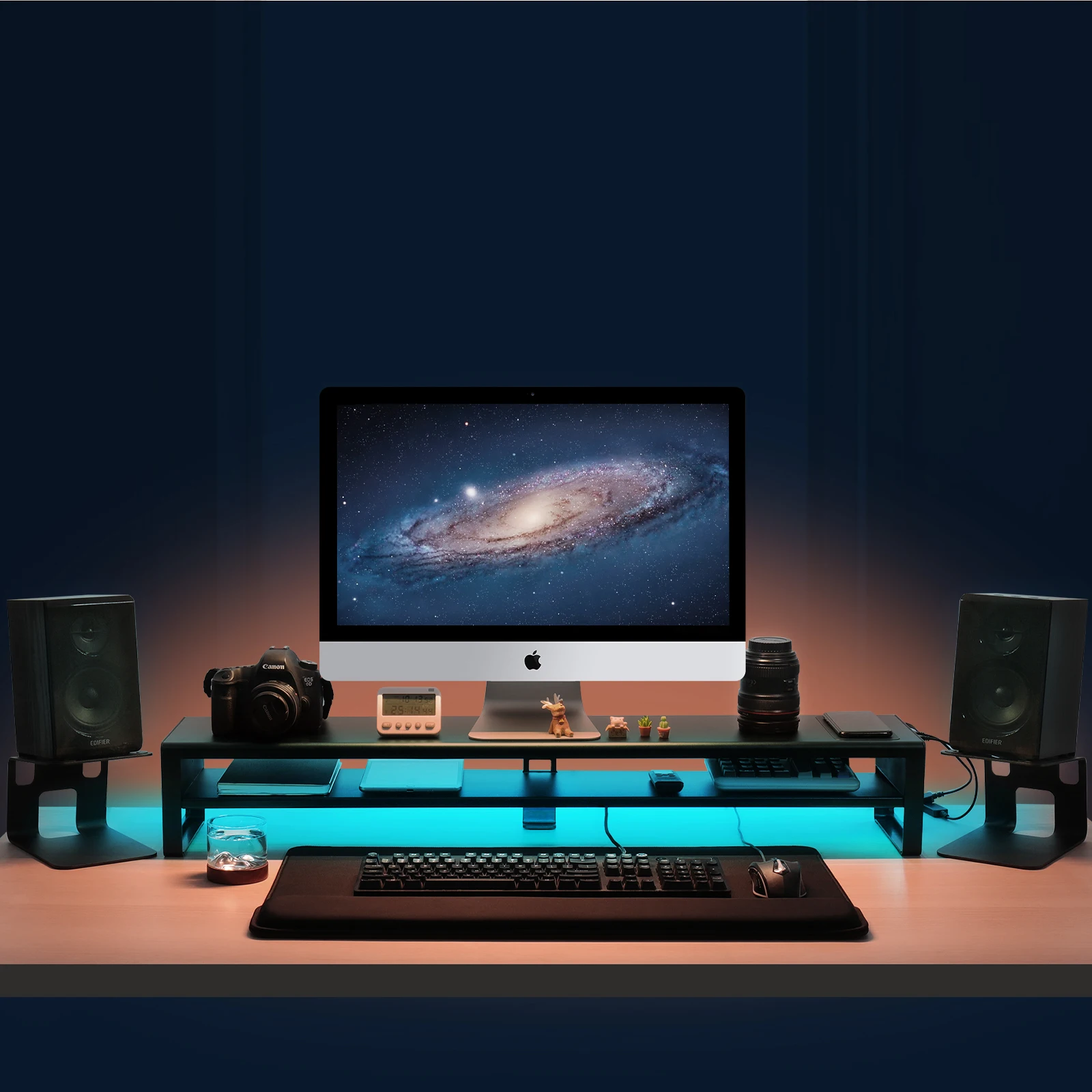 2レベルのアルミニウム製モニタースタンド,ワイヤレス充電と4つのusb