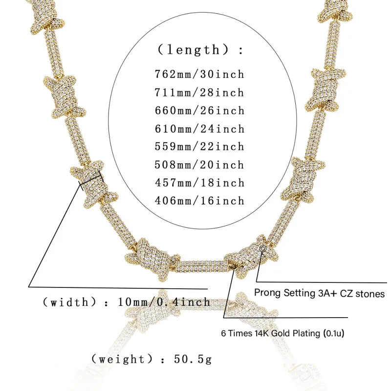 Bling Iced Out с узором в виде узелка, ожерелье на цепочке с зубцами, AAA кубический циркон, модные ювелирные изделия в стиле хип-хоп, подарки