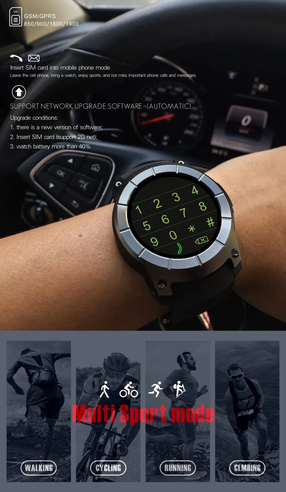 ABAY Новые Bluetooth S958 gps многофункциональные спортивные часы MTK2503 монитор сердечного ритма фитнес-трекер Смарт-часы Поддержка sim-карты