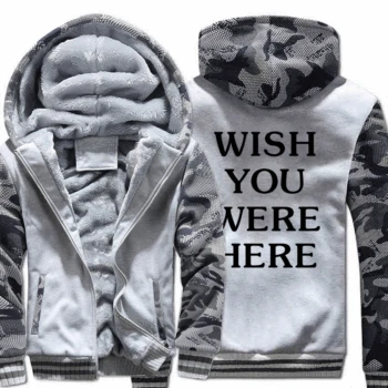 

WISH YOU WERE HERE Jackets 2019 New Autumn Winter Warm Thicked Hoodies Camouflage sleeve Men Sweatshirts Harajuku Casual Coats