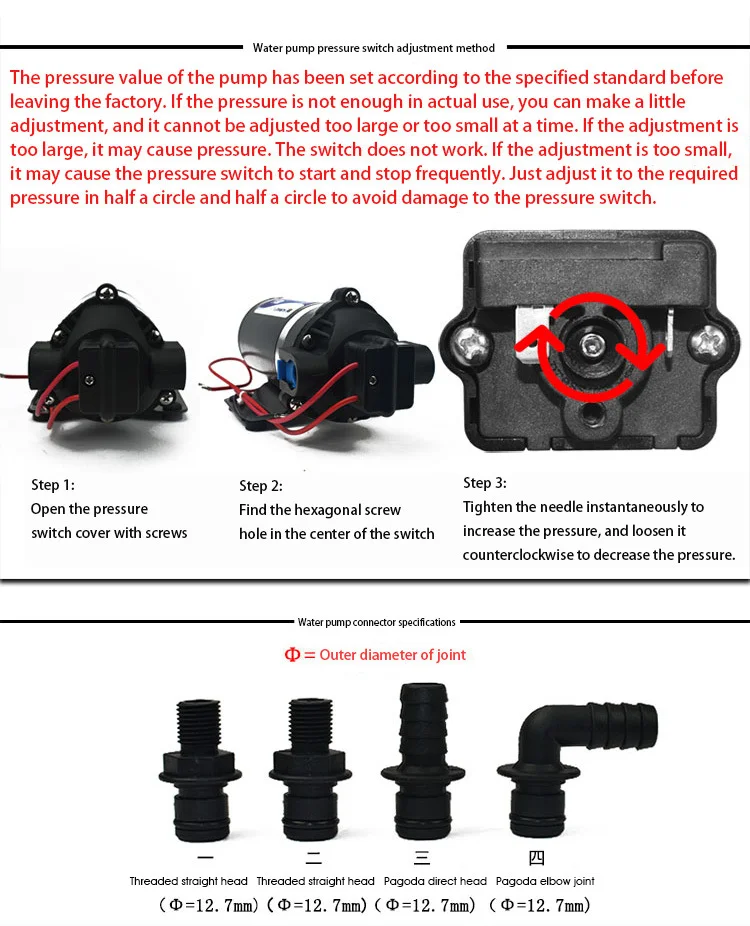 12V 24V, RV Spray De Diafragma, Lavagem