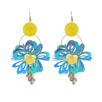 

Exaggerated circle hair ball earrings female ear hook temperament atmosphere hollow sequins pendant earrings female