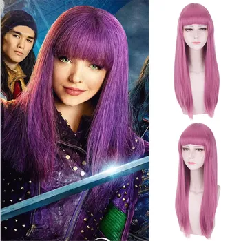 

Descendants Mal Purple Mix Wig Cosplay Costume Women Long Straight Heat Resistant Synthetic Hair Party Role Play Wigs