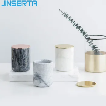 

JINSERTA Natural Marble Storage Box Luxury Jewelry Ring Earrings Cosmetic Organizer Home Desktop Sundries Container Box with Lid