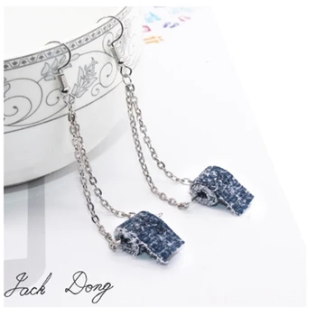 

Toilet Paper Towel Dangle Earrings Creative 3D Denim Fabric EVA Roll Papers Pendants Drop Earings For Women Fashion Jewelry