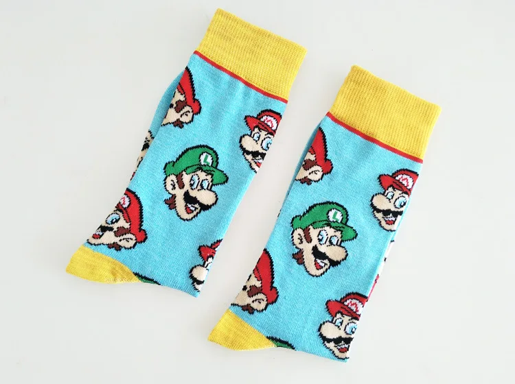 Носки с принтом игры «Super Mario Bros», милые забавные мужские хлопковые носки с рисунками из мультфильмов, Спортивные Повседневные Дышащие впитывающие пот мягкие удобные носки