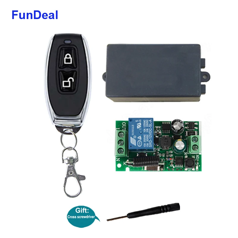 FunDeal 433Mhz Universal AC 110V 220V 1CH Wireless Remote Control Switch& 433 MHz RF Transmitter For Led Light Power On Off DIY - Цвет: 1 RC And 1 Receiver