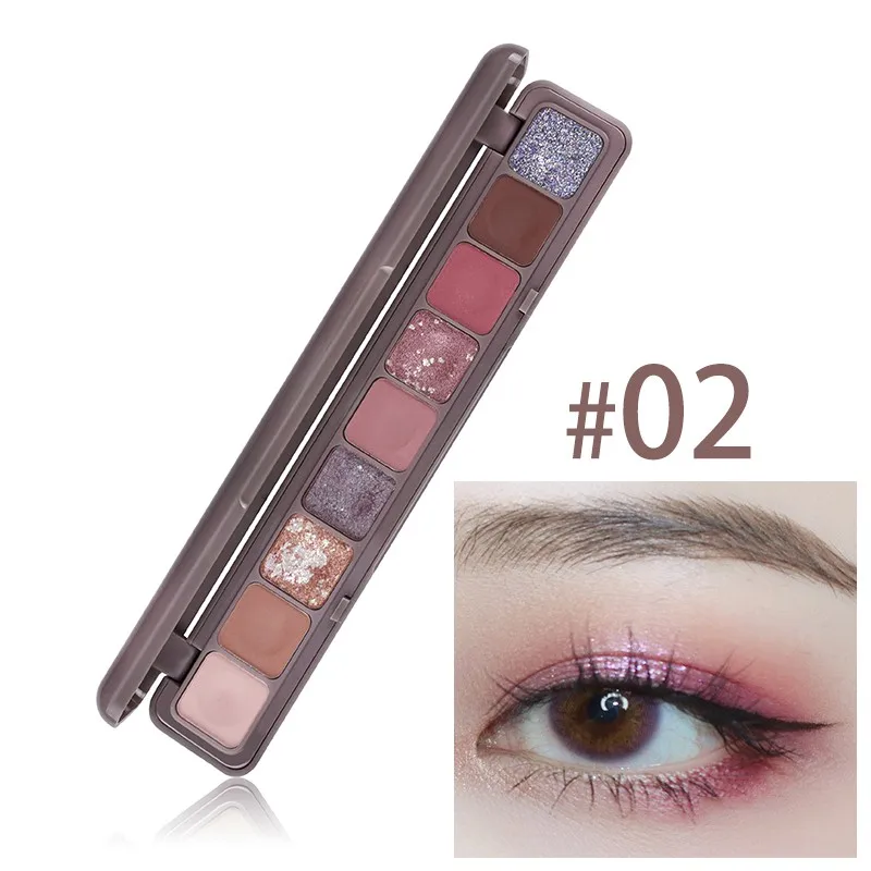 9 Цвета блеск пюре матовые Smoky Eyes палитры макияжа Матовая жидкая губная тени для век Блеск косметический W2 - Цвет: 02