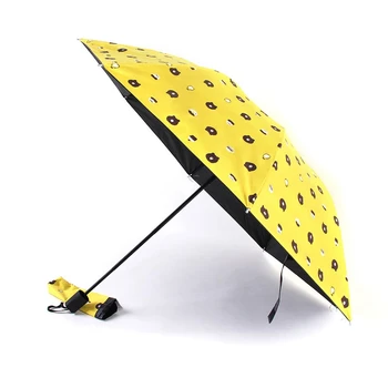 

Fashion Cartoon Bear Anti UV Women's Umbrella Black Coating Sun Female Beach Umbrellas Five-folding Umbrella Portable