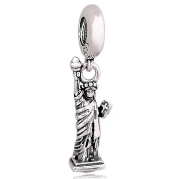 

Authentic 925 Sterling Silver Bead Charm Vintage Statue of Liberty Pendant Beads Fit Pandora Bracelet Bangle DIY Jewelry