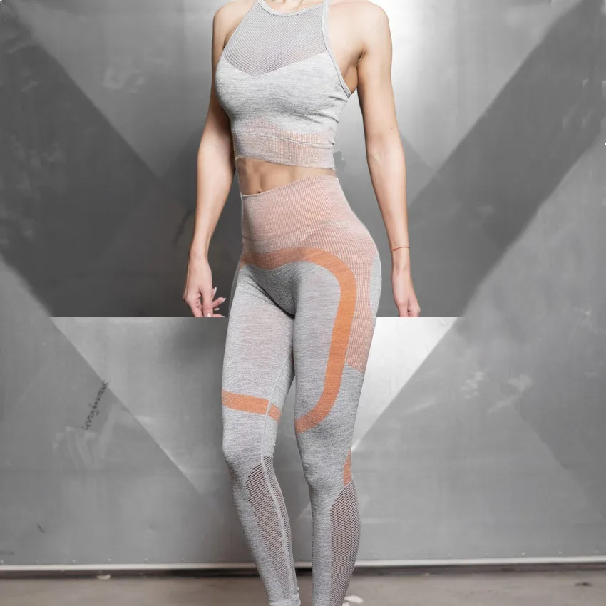 CB253 grey pant set Бесшовная женская спортивная одежда комплект для йоги спортивная одежда для фитнеса одежда для тренировок спортивный бюстгальтер пуш-ап леггинсы брюки спортивный костюм - Цвет: CB253 grey pant set