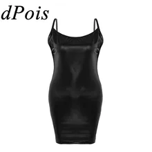 Сексуальное женское белье, экзотическое, Wetlook, лакированная кожа, латекс, платье, вечеринка, Клубная одежда, открытая спина, бодикон, неженкое платье с стринги