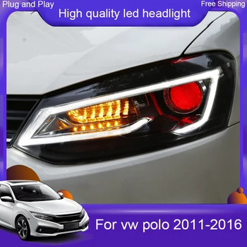

Head Lamp For Car VW volkswagen Polo 2011-2016 Headlight Fog Lights Day Running Light DRL A5 LED Bi Xenon Bulb Accessory